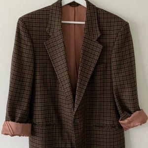 Vintage checked brown blazer